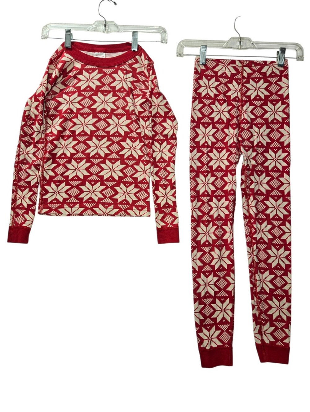 Hanna Andersson Scandi Snowflake Organic Cotton Long John Pajama Set Kids Sz 10